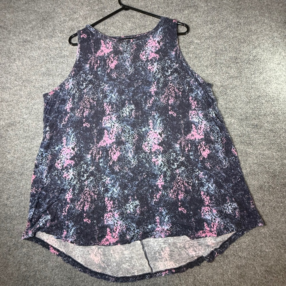 Livi Womens Plus Size 18/20 Pink Blue Abstract Acid Wash High Low Tank Top
